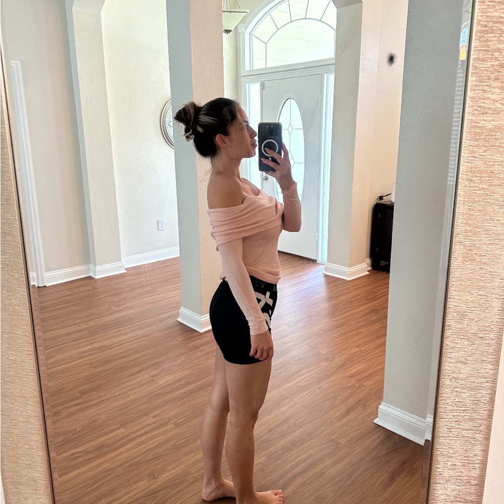 Pink off the shoulder long sleeve
